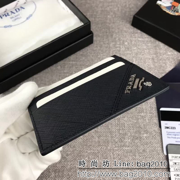 PRADA普拉達 專櫃最新爆款 頂級原單十字紋牛皮 男士卡包 2MC223 DD1955